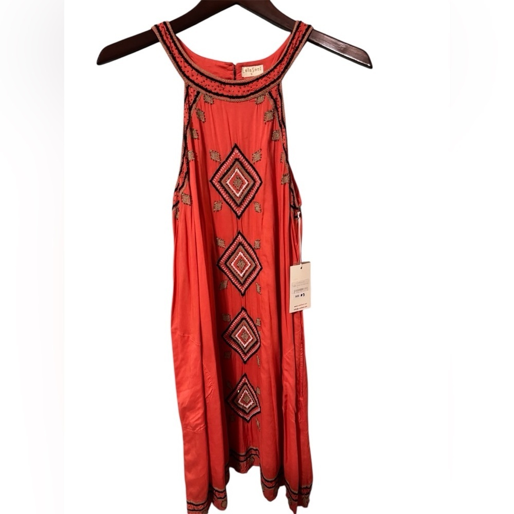 NWT LulaSoul Divine Sleeveless Maxi Dress Flame Red Boho Embroidered S - Picture 1 of 7
